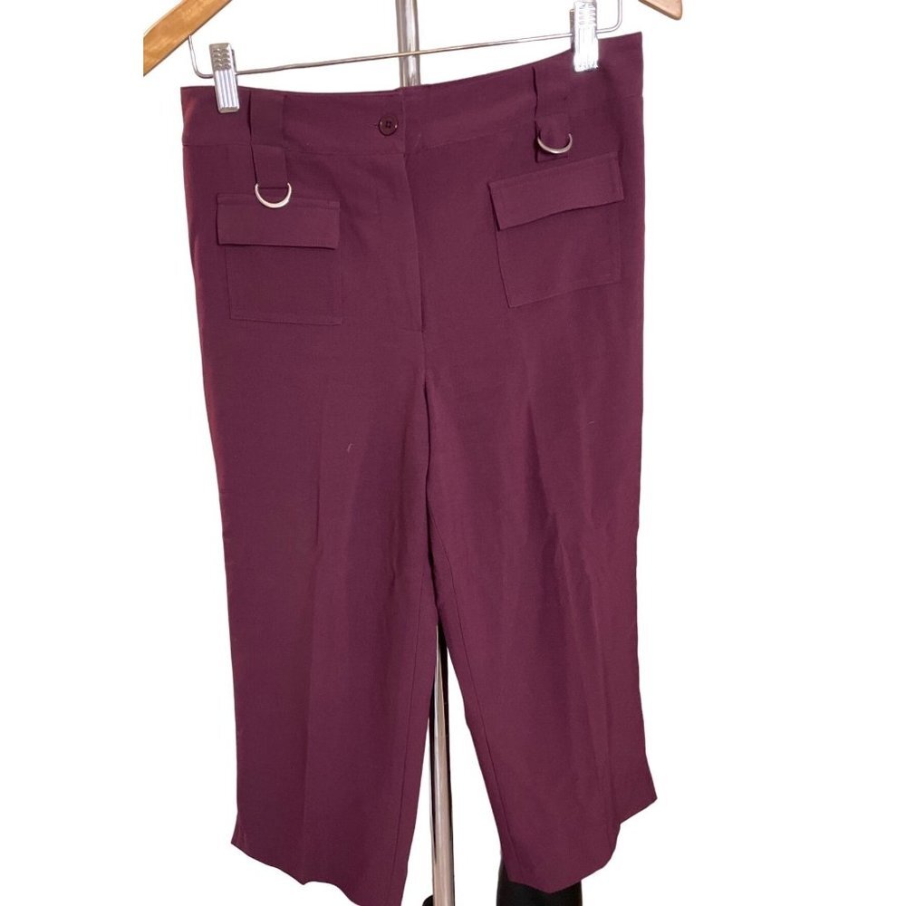 Vintage 90s Larry Levine Petite Maroon Flat Front Pants Sz 8P